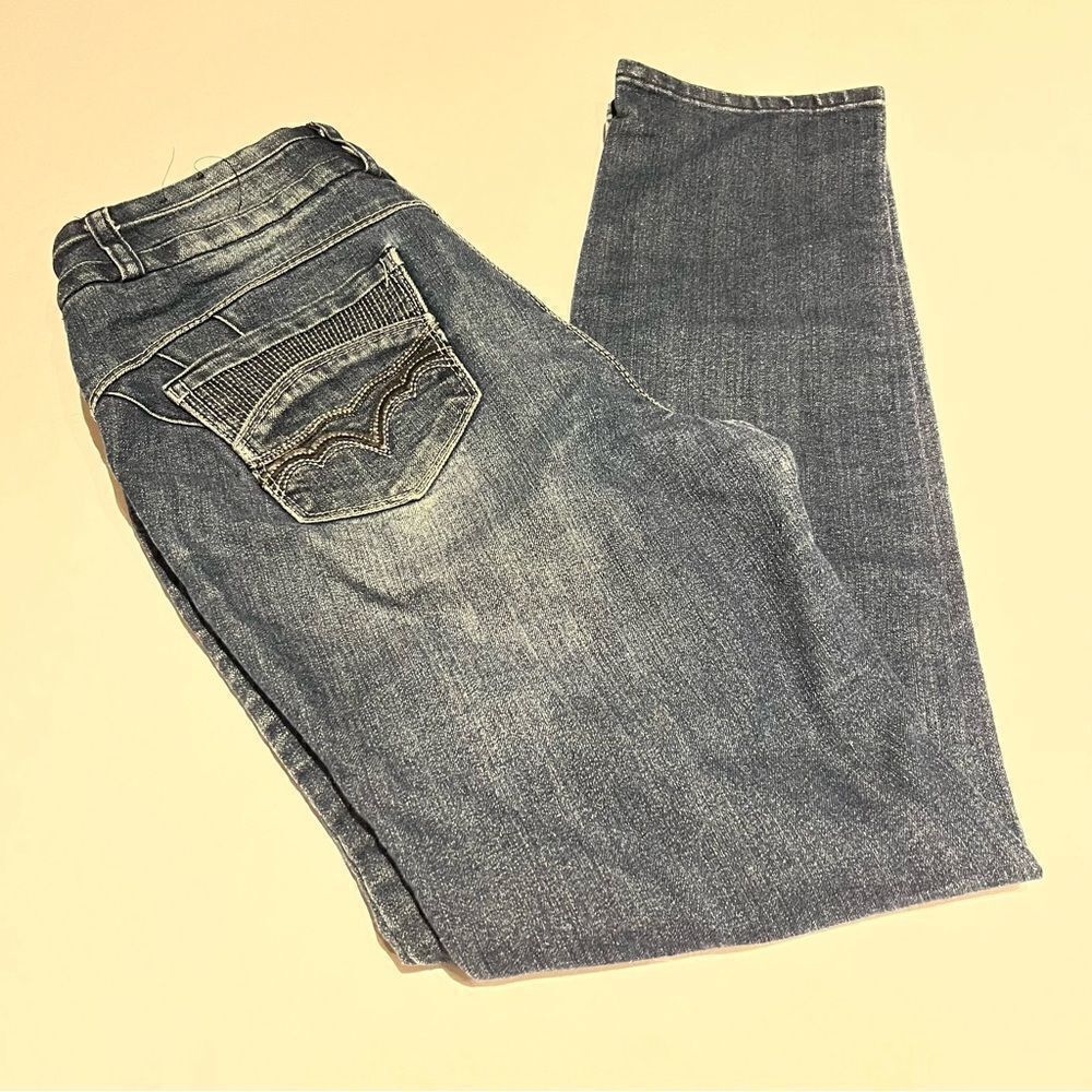 Women's Cato Faded Blue Jeans Size 12 embellished pockets
